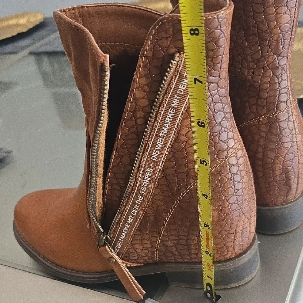 Leather Ankle Boots, 3" Hidden Hills Crocodile Pattern&Fur Inside. Sz 38/ Us 8 - Picture 8 of 9